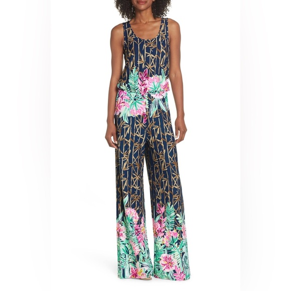 NWT Lilly Pulitzer Kori Jumpsuit Slatehouse Soirée Engineer Size Small